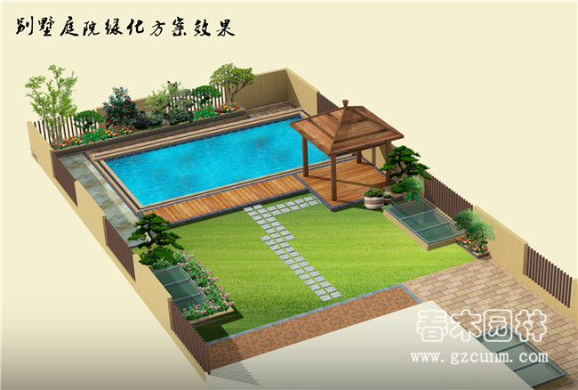 别墅庭院景观设计案例效果图