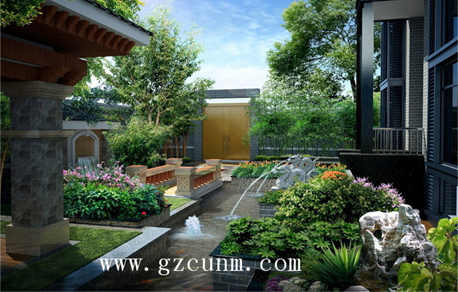 别墅庭院景观设计效果图2