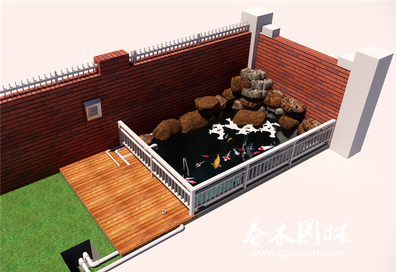 广州黄埔区家庭院子鱼池设计图