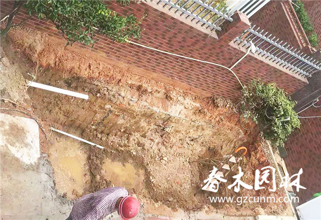 广州黄埔区家庭院子鱼池挖土建造图片1