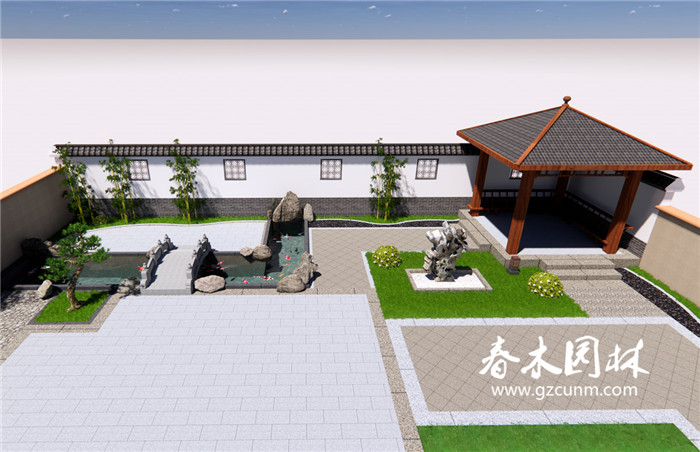 中式别墅院子景观设计案例图片2