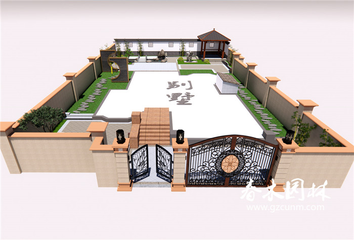 中式别墅院子景观设计案例图片3
