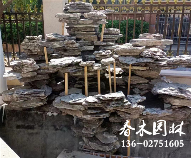 广州家庭庭院鱼池假山建造图片2