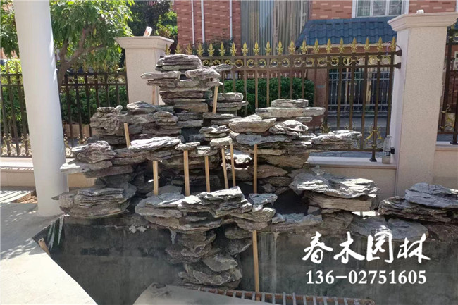 广州家庭庭院鱼池假山建造图片1