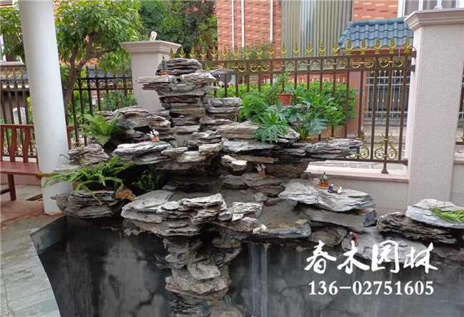 广州家庭庭院鱼池假山建造图片3