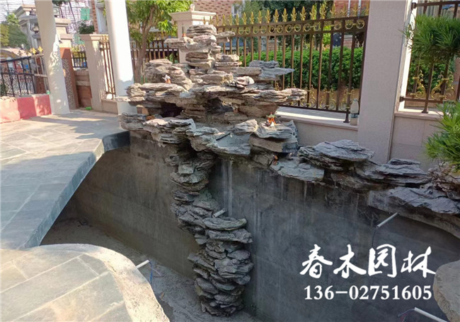 广州家庭庭院鱼池假山建造图片4