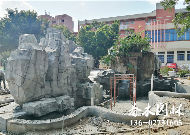 广州学校景观鱼池设计完成图片3